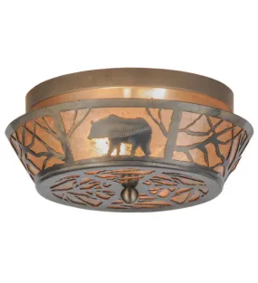 13"W Bear On The Loose Wildlife Flushmount