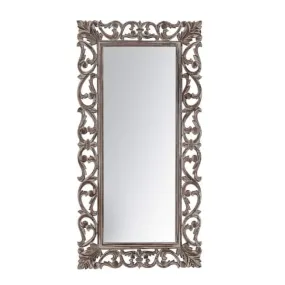 Adeez Gallery Wood Wall Mirror Frame Size (18x36) Inch Only Frame with Out Mirror Colour Antique Grey Beatifull Handmde Carving Wall Hanging Mirror, Home Decor, Wall Decor Mirror