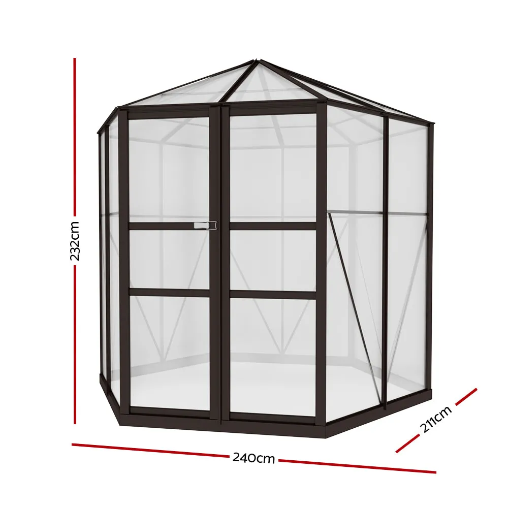 Aluminium Greenhouse Green House Polycarbonate Shed Nursery House 240cm