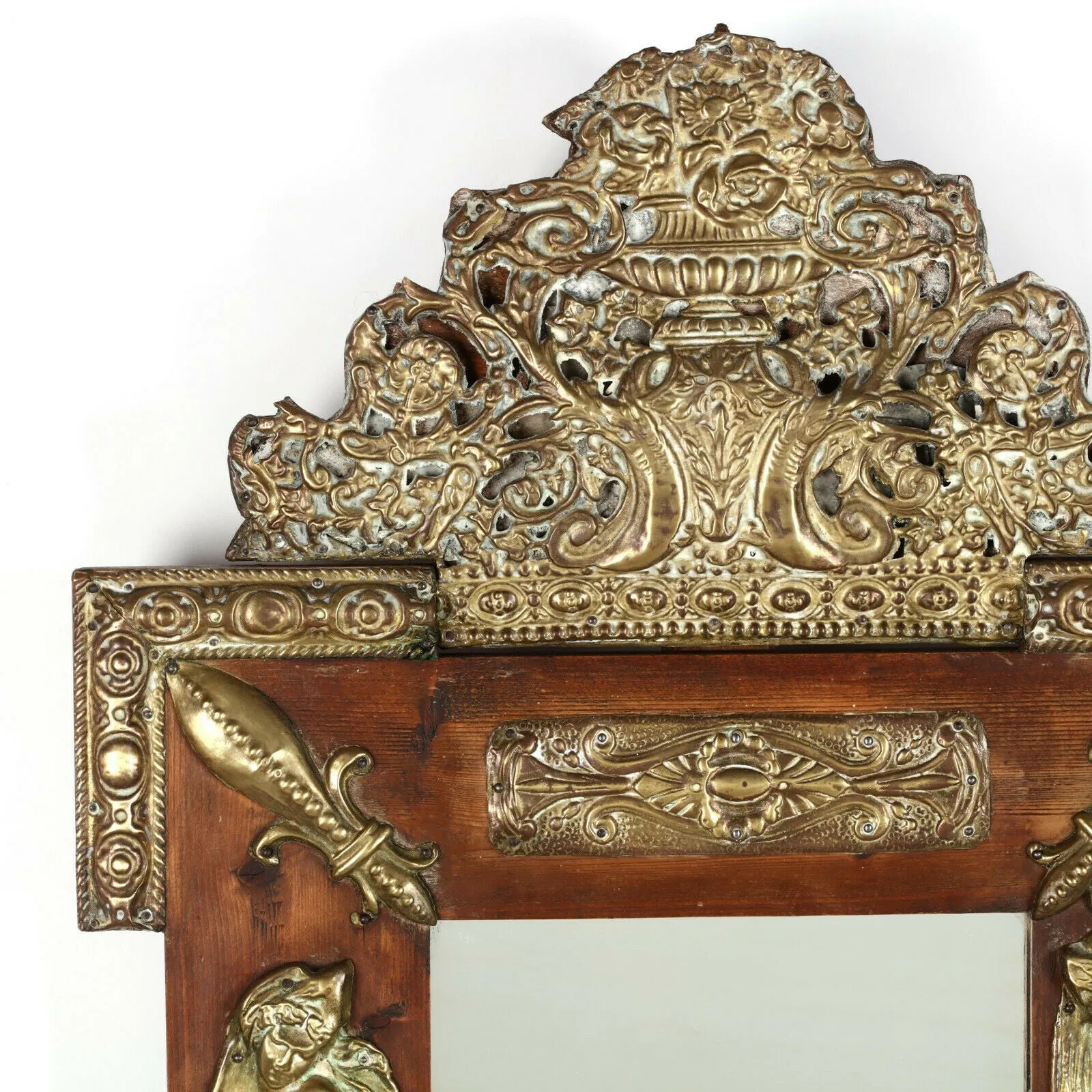 Antique Mirror, Ornate, Continental Repousse, Pine, 1800s, Gorgeous!!