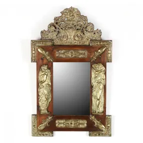 Antique Mirror, Ornate, Continental Repousse, Pine, 1800s, Gorgeous!!