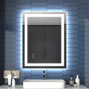 Apex 28" W X 36" H LED Bathroom Large Light Led Mirror,Anti Fog,Dimmable,Dual Lighting Mode,Tempered Glass