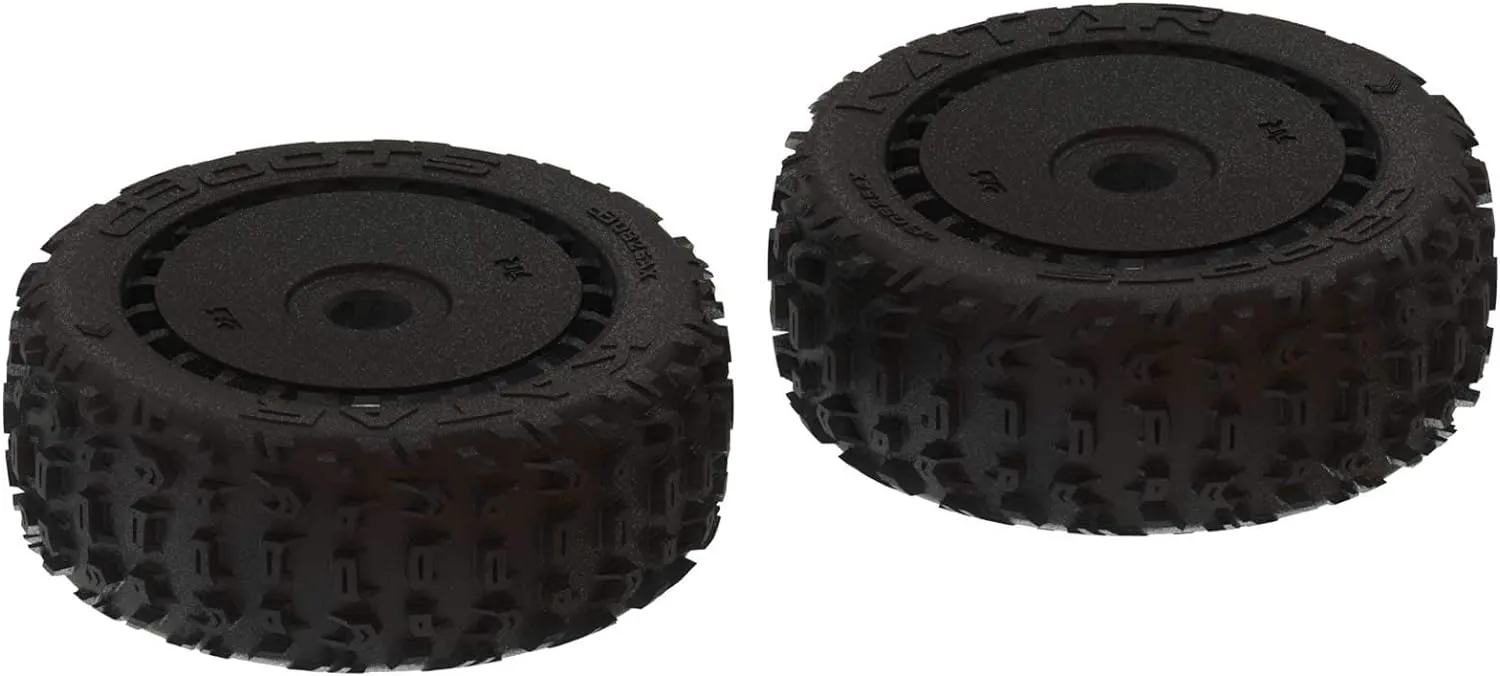 Arrma 1/8 dBoots Front/Rear 3.3 Pre-Mounted Tires, 17mm Hex, Black (2): Katar B 6S,  (ARA550058)