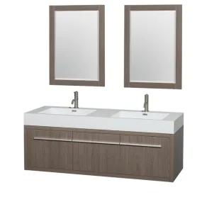 Axa 60" Double Bathroom Vanity Set With Integrated Sinks - Gray Oak