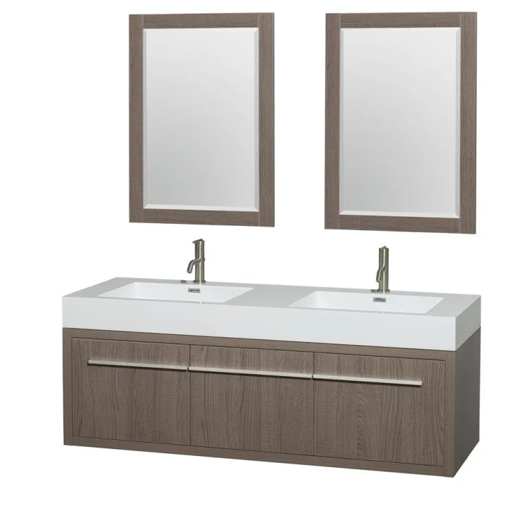 Axa 60" Double Bathroom Vanity Set With Integrated Sinks - Gray Oak