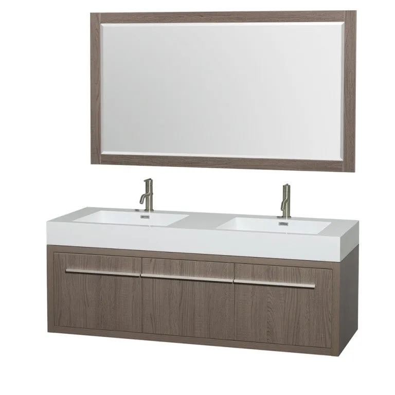 Axa 60" Double Bathroom Vanity Set With Integrated Sinks - Gray Oak