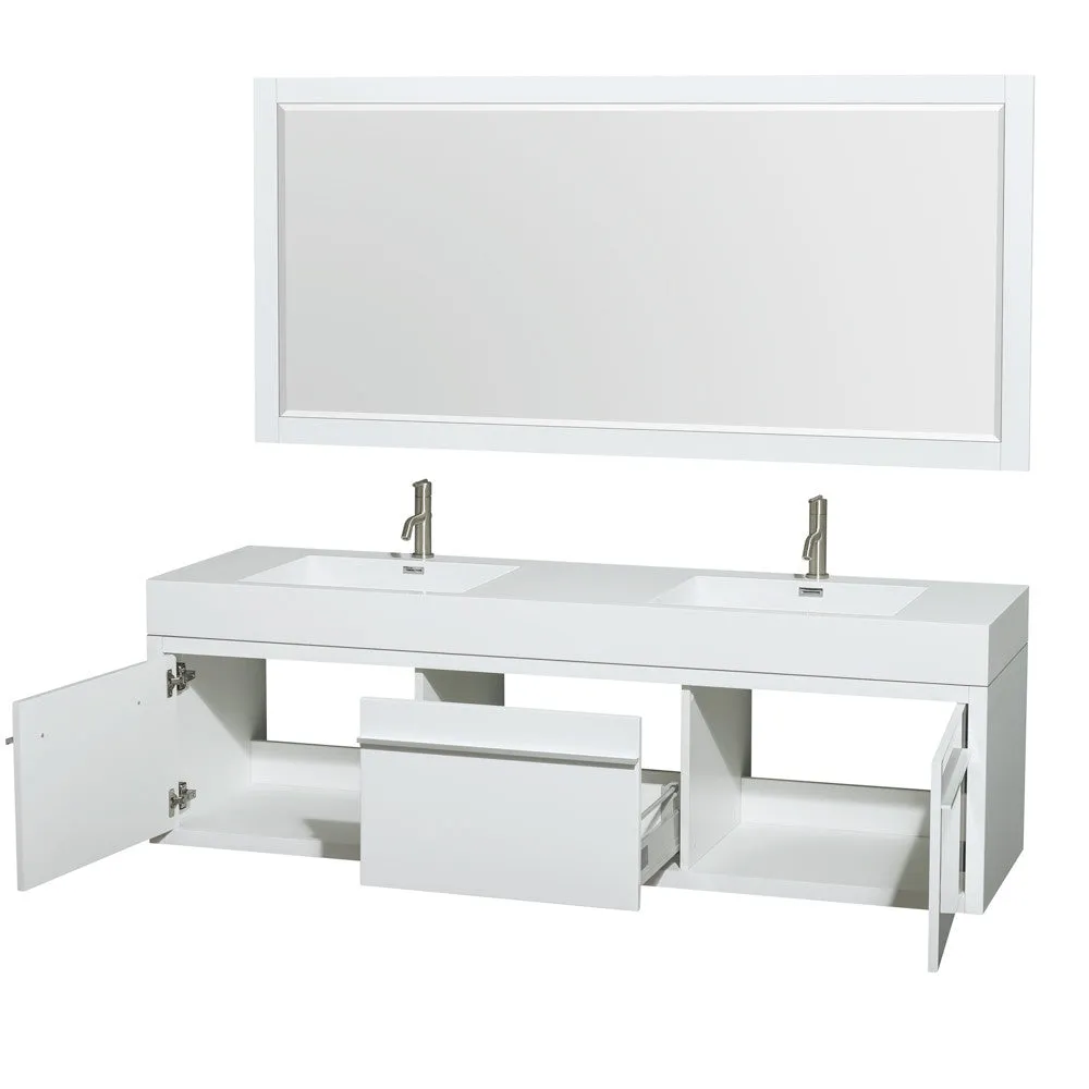 Axa 72 inch Double Bathroom Vanity Set in Glossy White