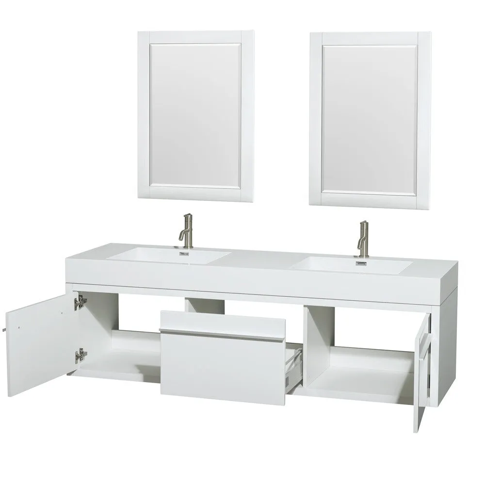 Axa 72 inch Double Bathroom Vanity Set in Glossy White