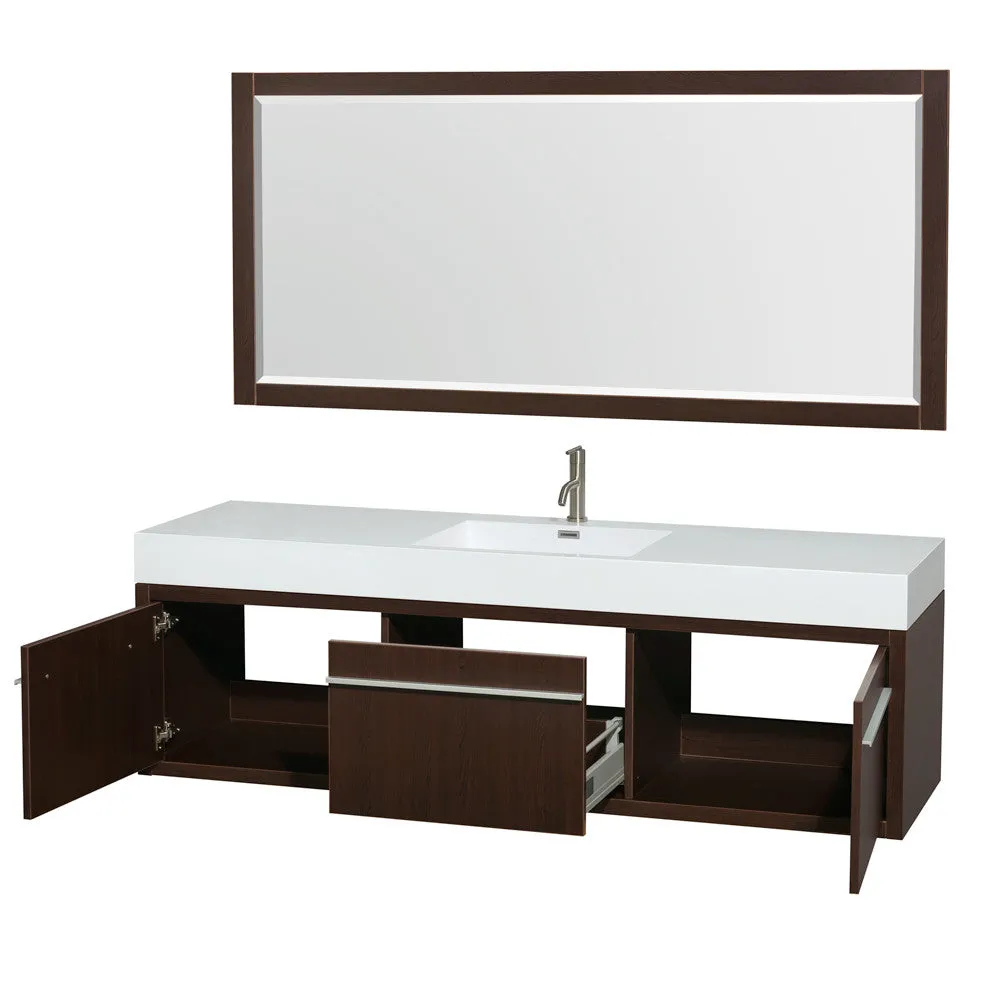 Axa 72 inch Single Bathroom Vanity Set With Integrated Sinks - Espresso