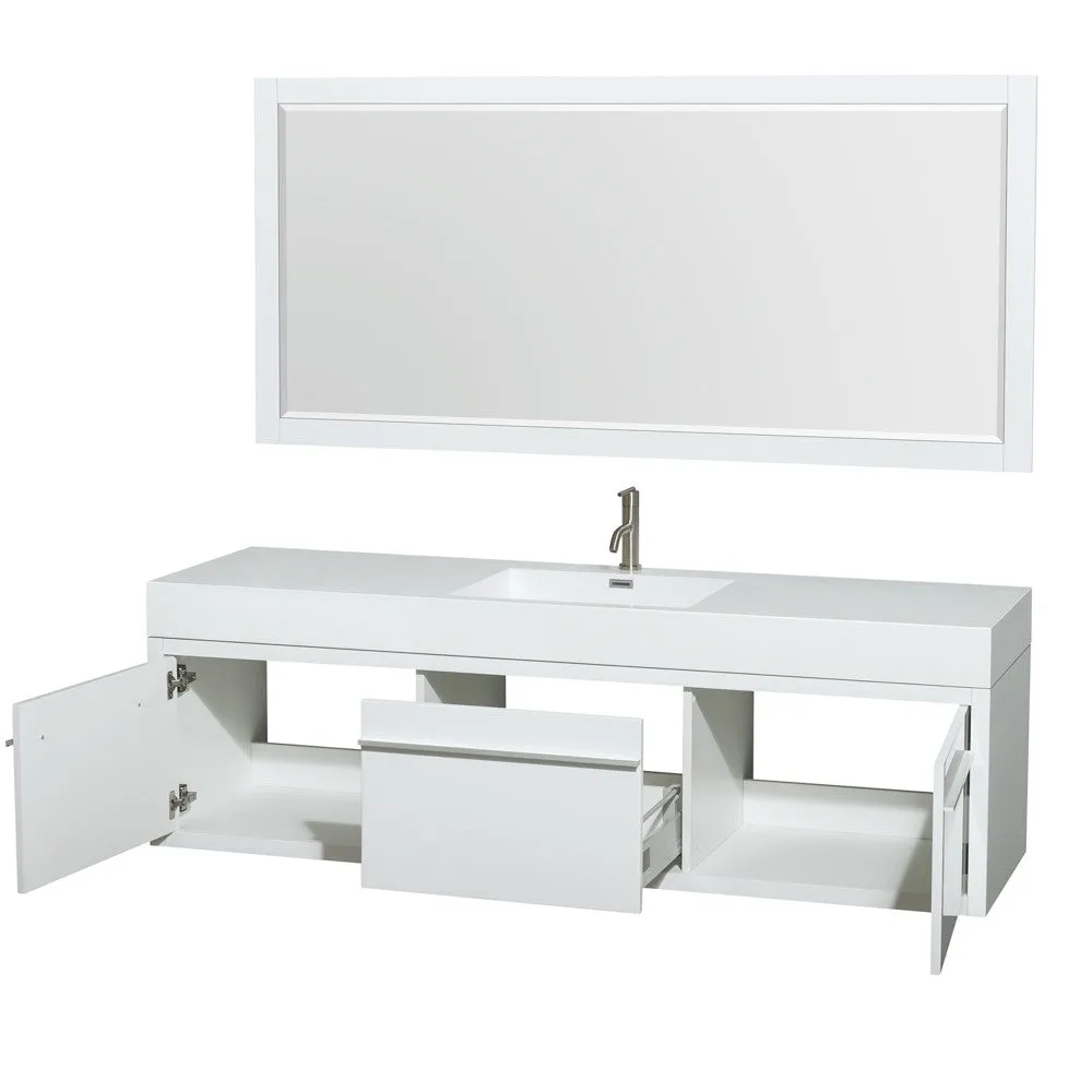 Axa 72 inch Single Bathroom Vanity Set With Integrated Sinks - Glossy White