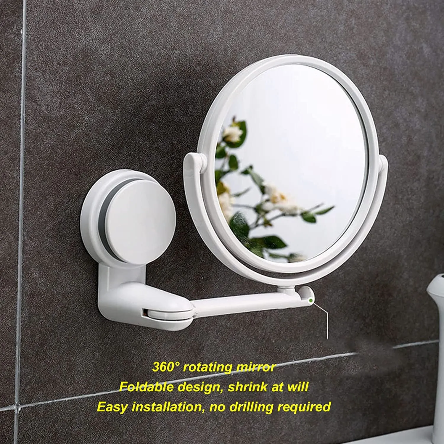 Azelf Toilet Mirror Wall Mounted Small No Punching Bathroom Mirror Student Dormitory Foldable Dressing Makeup Mirror