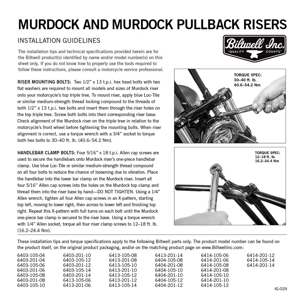 BILTWELL MURDOCK PULLBACK RISER 10" [BLACK]