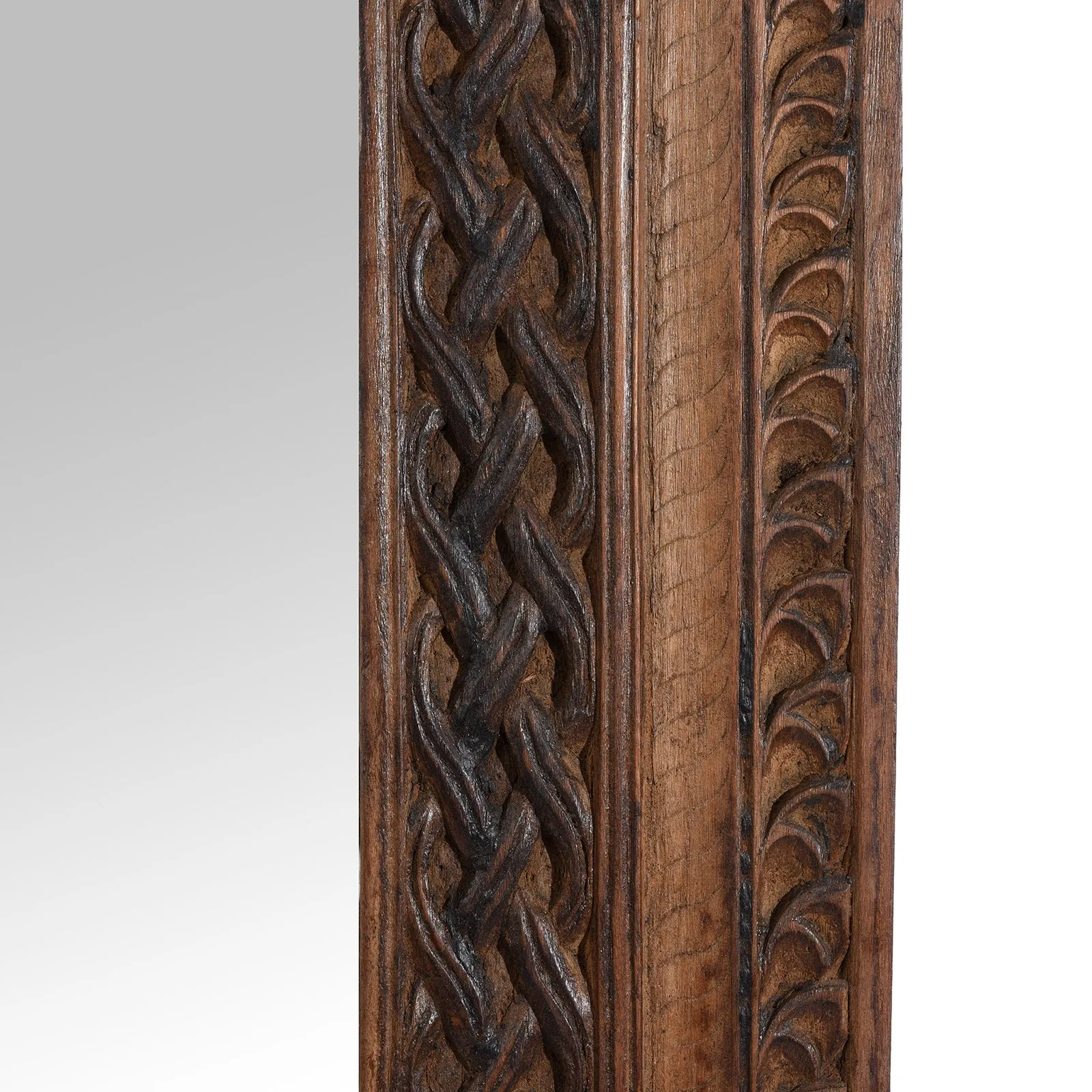 Carved Teak Door Mirror From Uttar Pradesh - 19th Century