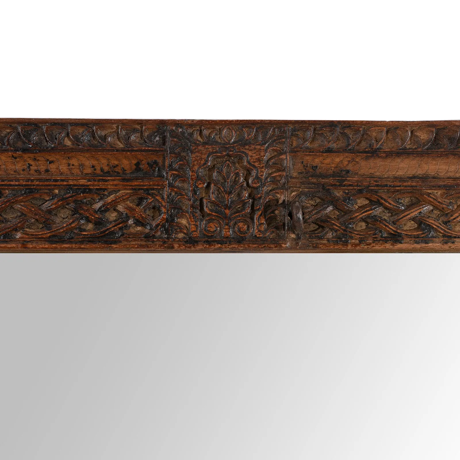 Carved Teak Door Mirror From Uttar Pradesh - 19th Century