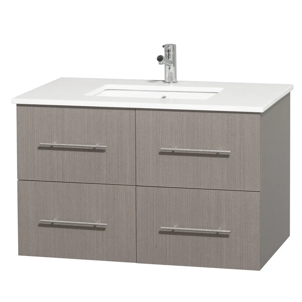 Centra 36 inch Single Bathroom Vanity Set -Gray Oak