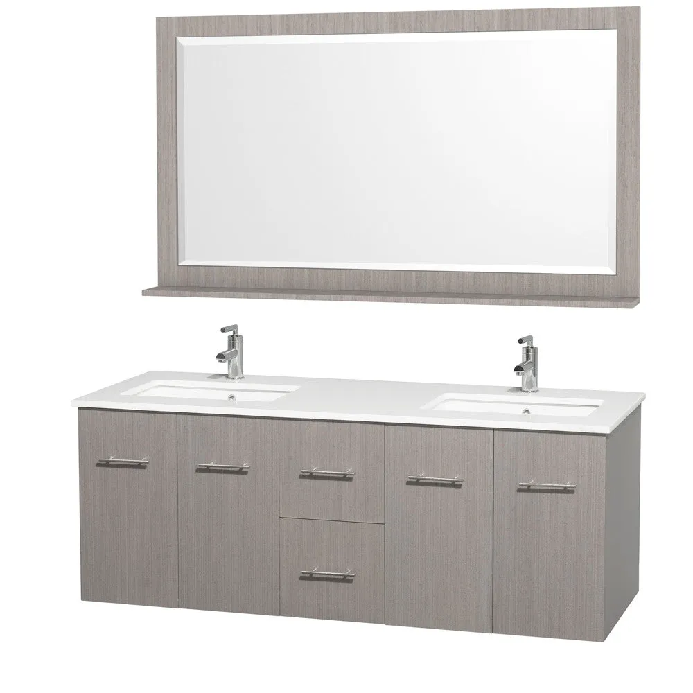 Centra 60 inch Double Bathroom Vanity Set -Gray Oak