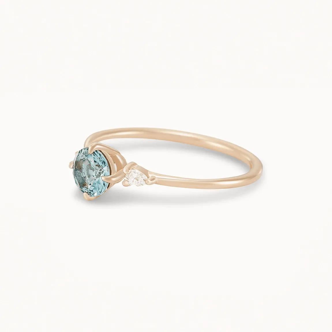 connected souls one-of-a-kind - 14k yellow gold ring, sky blue sapphire