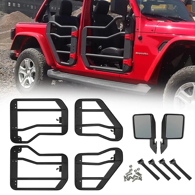 Cross Bar Tube Doors with Side View Mirror for 2018-2024 Wrangler & Gladiator JT