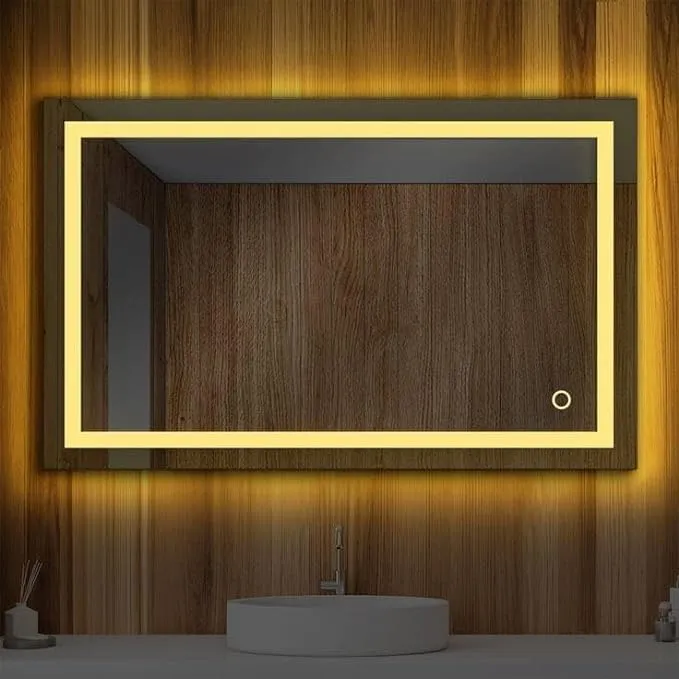 DAZZLIZE MIRROR led Wall Mirror bathroom Mirror with Touch Sensor and Three Light colours stylish Mirror for dining Room, home office, Hallway and dressing Area and size (24x30) inch W4