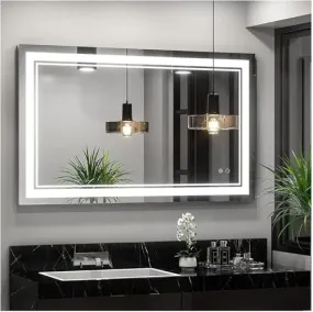 DAZZLIZE MIRROR led Wall Mirror bedroom Mirror with Touch Sensor and Three Light setting modern Mirror for living Room, bathroom, Hallway and makeup Area and rectangular shape-(24x30) inch-W10