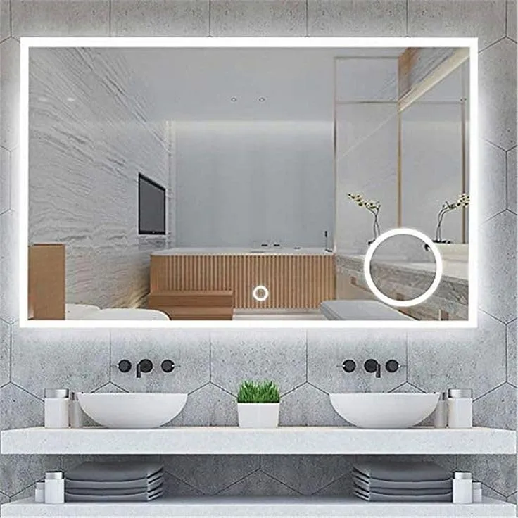 DAZZLIZE MIRROR led Wall Mirror bedroom Mirror with Touch Sensor and Three Light setting modern Mirror for living Room, bathroom, Hallway and makeup Area and rectangular shape-(24x30) inch-W4