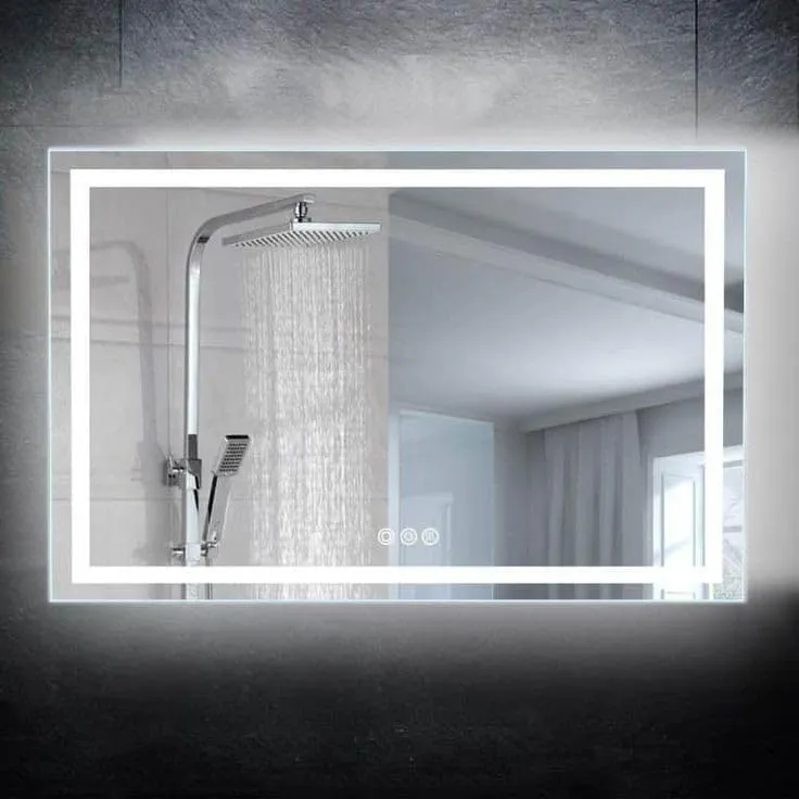 DAZZLIZE MIRROR The rectangular shape stylish wall mirror and bathroom Screen with led Light mirror glasses for bathroom, living room, hallway, and entryway and shape (24x24) inch.