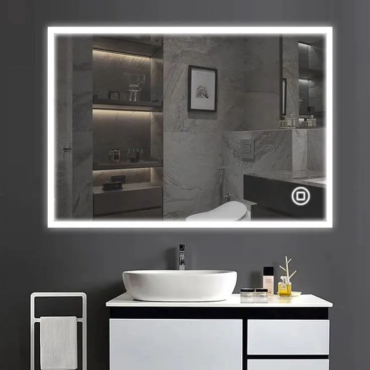 DAZZLIZE MIRROR wall and led mirror Glass with touch sensor for bathrooms stylish Glass with light for dining Room, bedroom, beauty room, and hallway rectangular shape (24x30) inch W2.