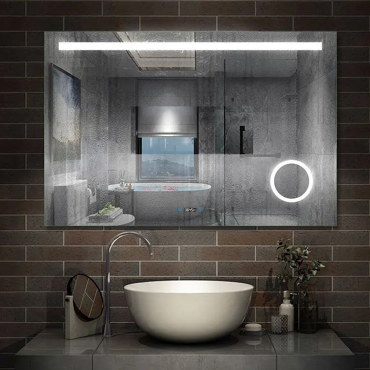 DAZZLIZE MIRROR wall mirror and bedroom mirror led Light Mirror Glasses for bathroom Room, dining room, hallway, and Entryway Rectangular Attractive Mirror and size-(24X30)-inch-W14.