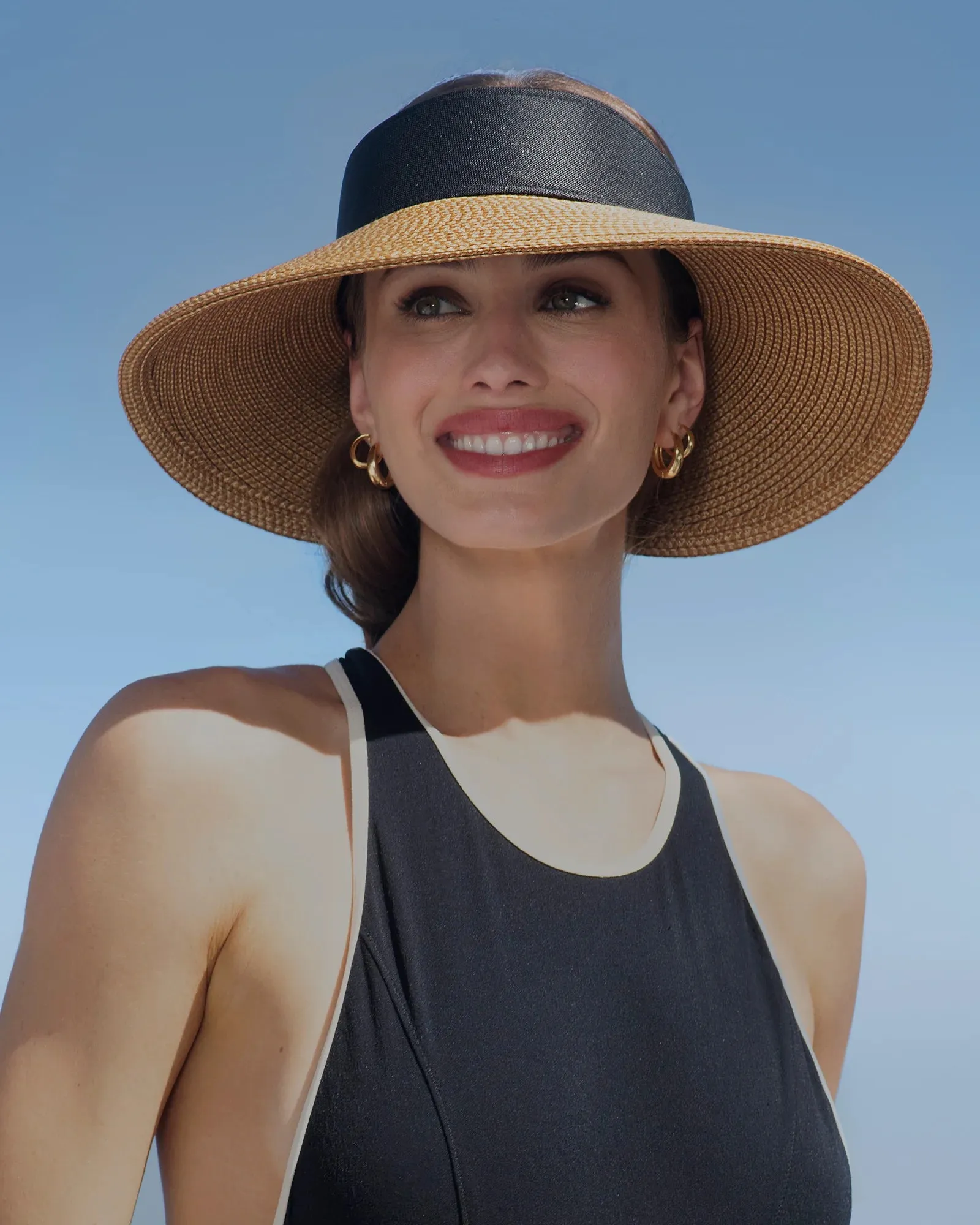 Eric Javits Champ II 12164 Visor Sun Hat in NATURAL/BLACK