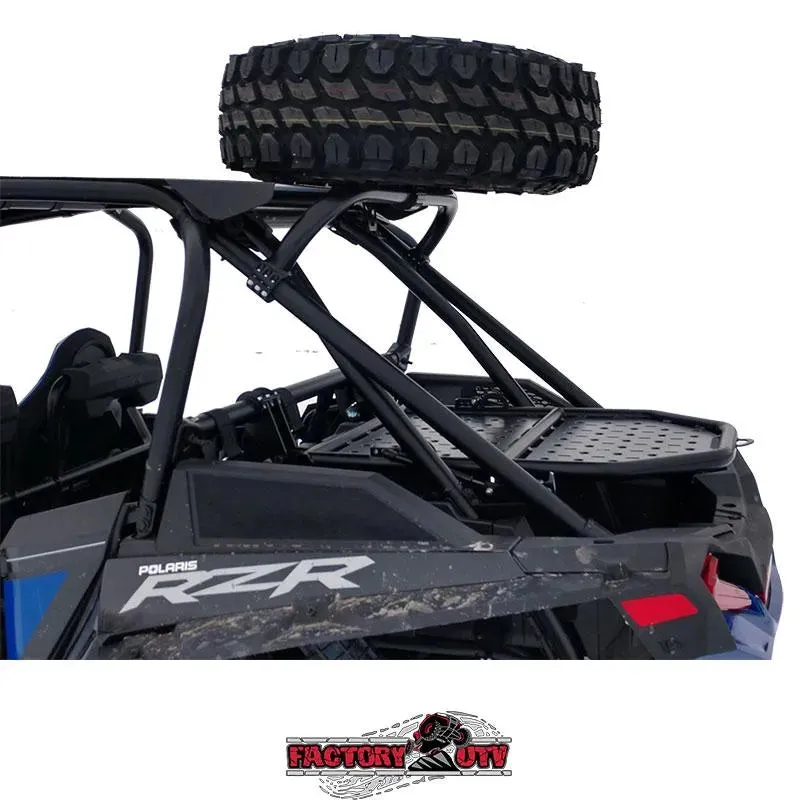 Factory UTV Polaris RZR XP Turbo S Above the Roof Dual Clamp Spare Tire Mount Carrier