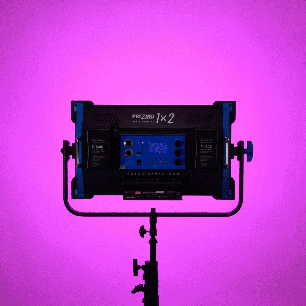 Fotodiox Pro FACTOR Prizmo 300 RGB W LED Light - 1x2' Multi Color Dimmable Studio Light with Special Effects Settings & Softbox