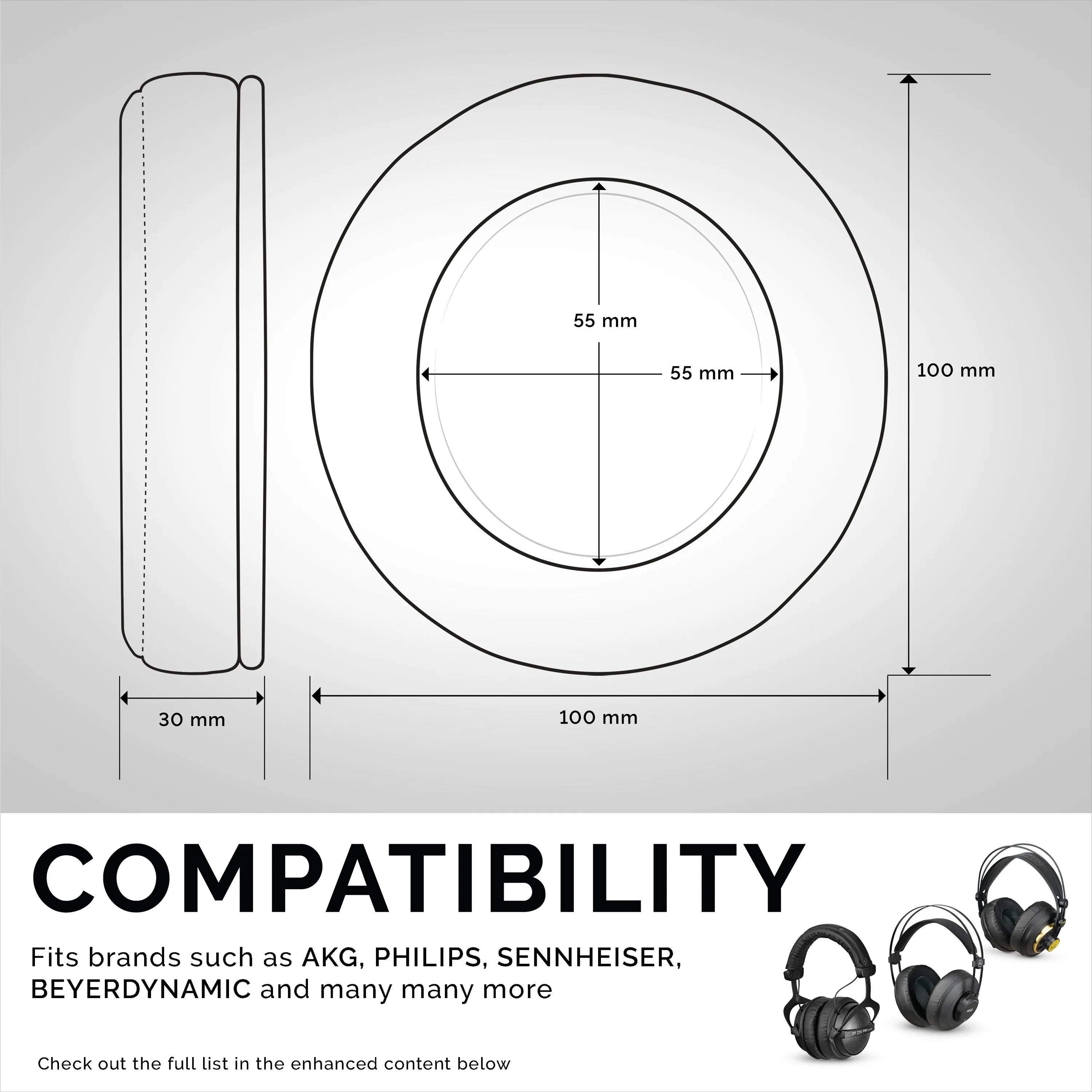 Headphone Memory Foam Earpads - Round - Hybrid