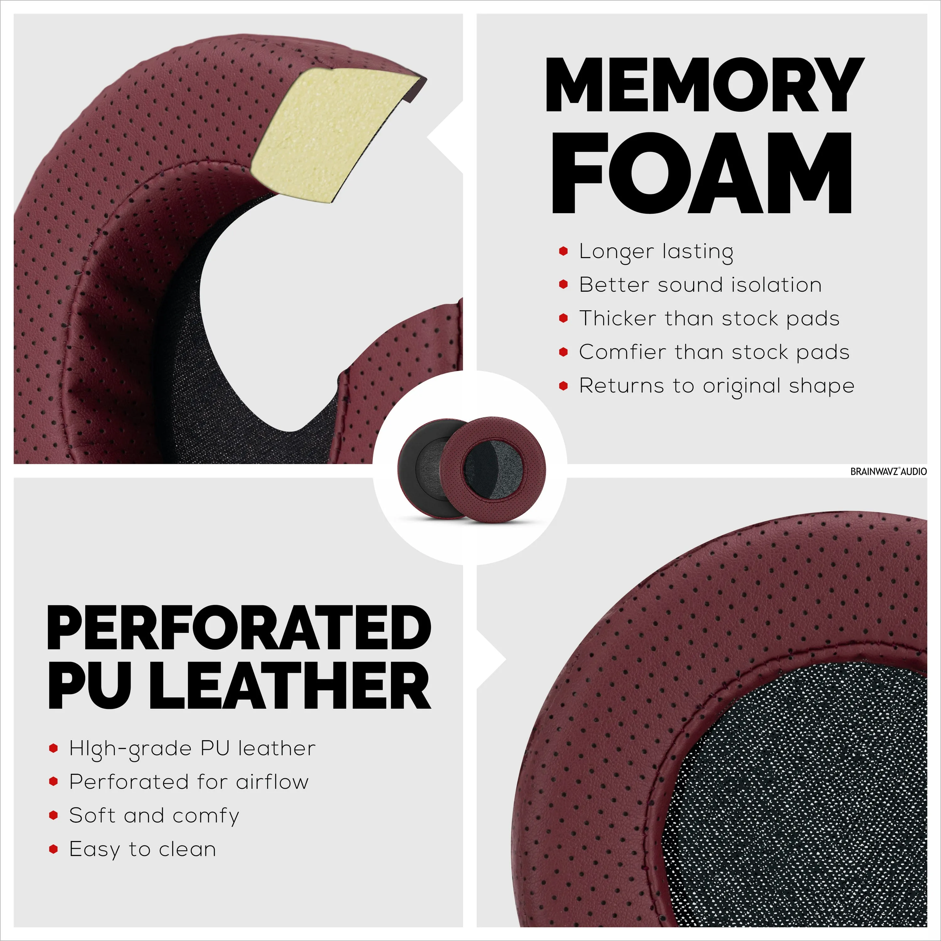 Headphone Memory Foam Earpads - XL - Perforated