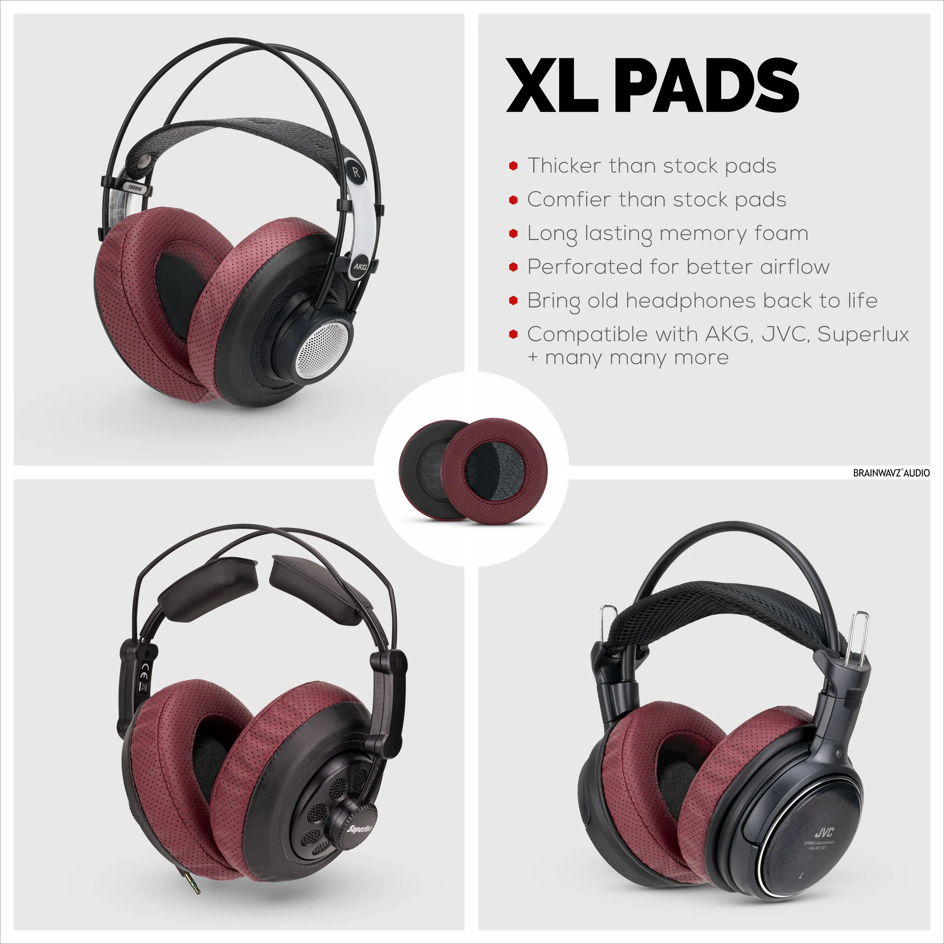 Headphone Memory Foam Earpads - XL - Perforated