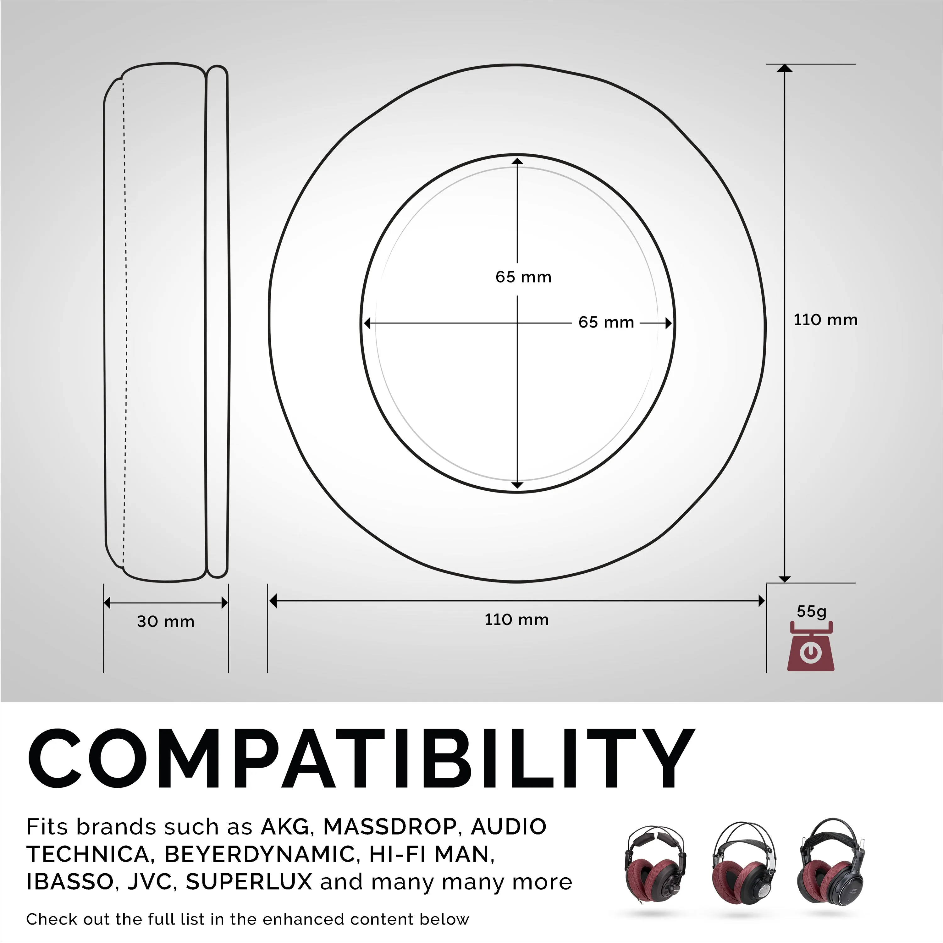 Headphone Memory Foam Earpads - XL - Perforated