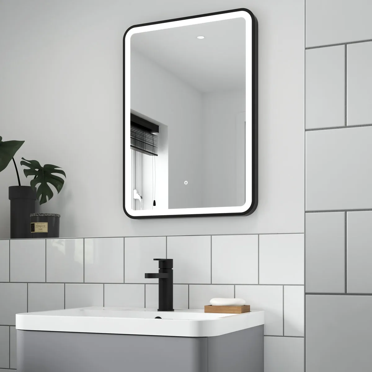 Hudson Reed 700 x 500mm Framed Mirror in Matt Black