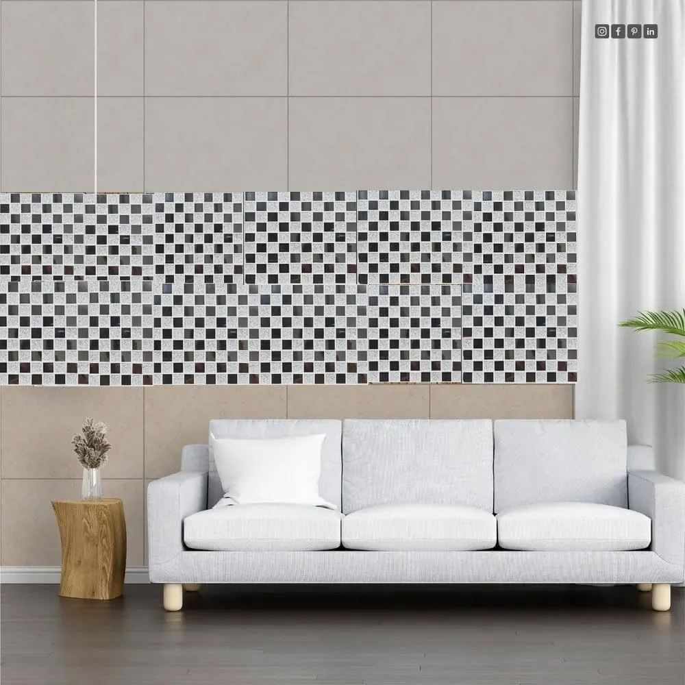 HUEX Crystal Mirror Sticker|Self- Adhesive Mosaic Tiles Square Glass Mirror Sticker |Waterproof Mirror Mosaic|Old Wall Renew Decoration for Bedroom,Living Room,DIY Craft Decoration (Mosaic Tile-2pc)