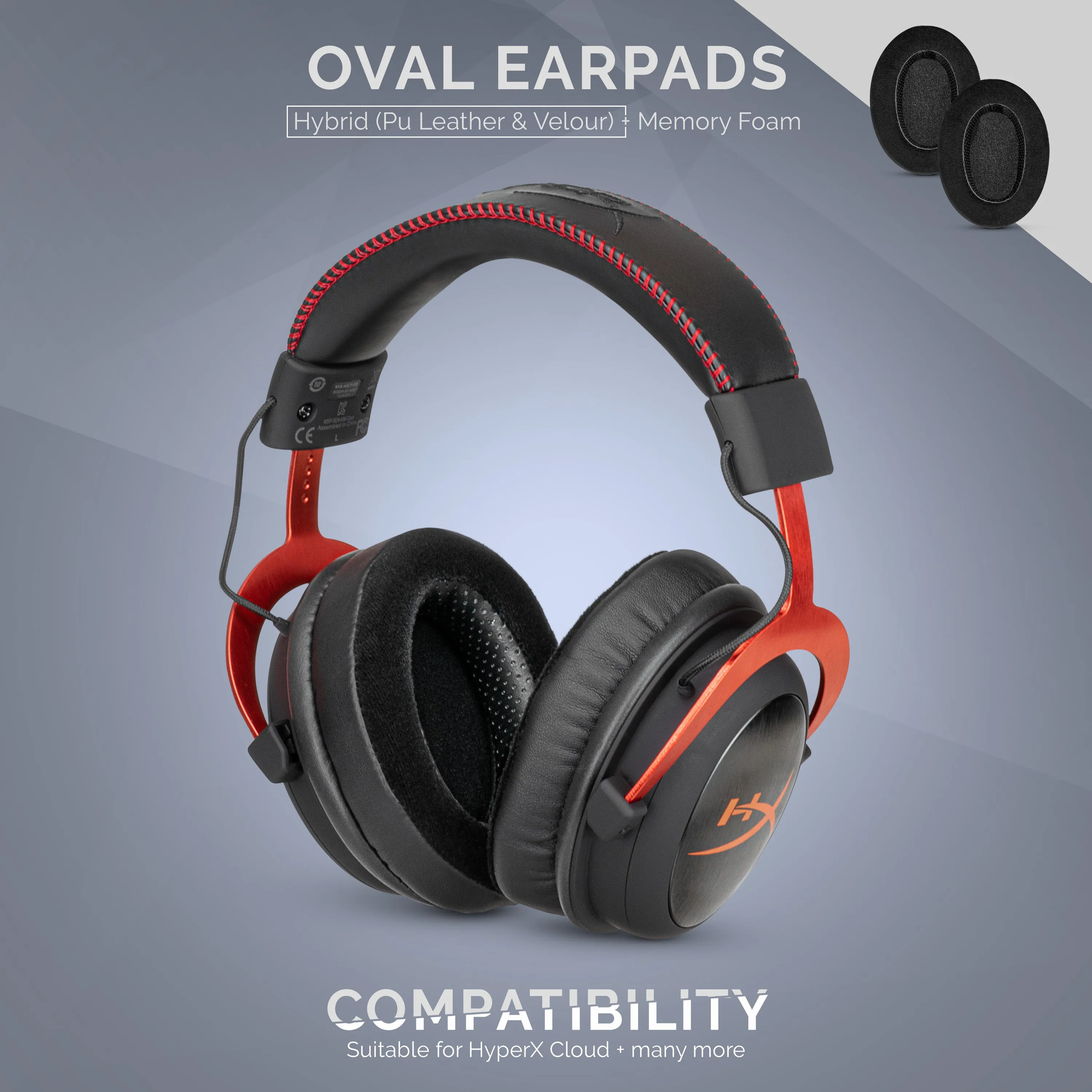 Hybrid Oval Replacement Memory Foam Earpads - Suitable for many Headphones