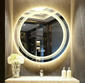 KALYAN TRADERS led Mirror Glass with Touch Sensor for Bathroom/3 Tone (White Light, Natural Light, Warm Light)/Stylish Wall Mirror for Living Room/Bedroom/Dressing Room and Round shape-15x15.