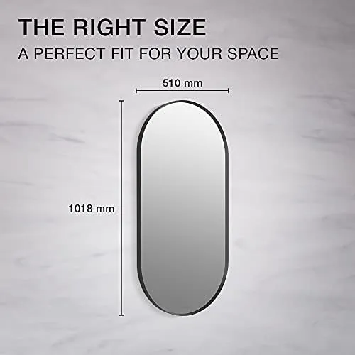 Kohler Essential 20" * 40" (50.9cm x 101.7 cm) Capsule Decorative HD Mirror, Matte Black, Silver Coated (K-26051-BLL)