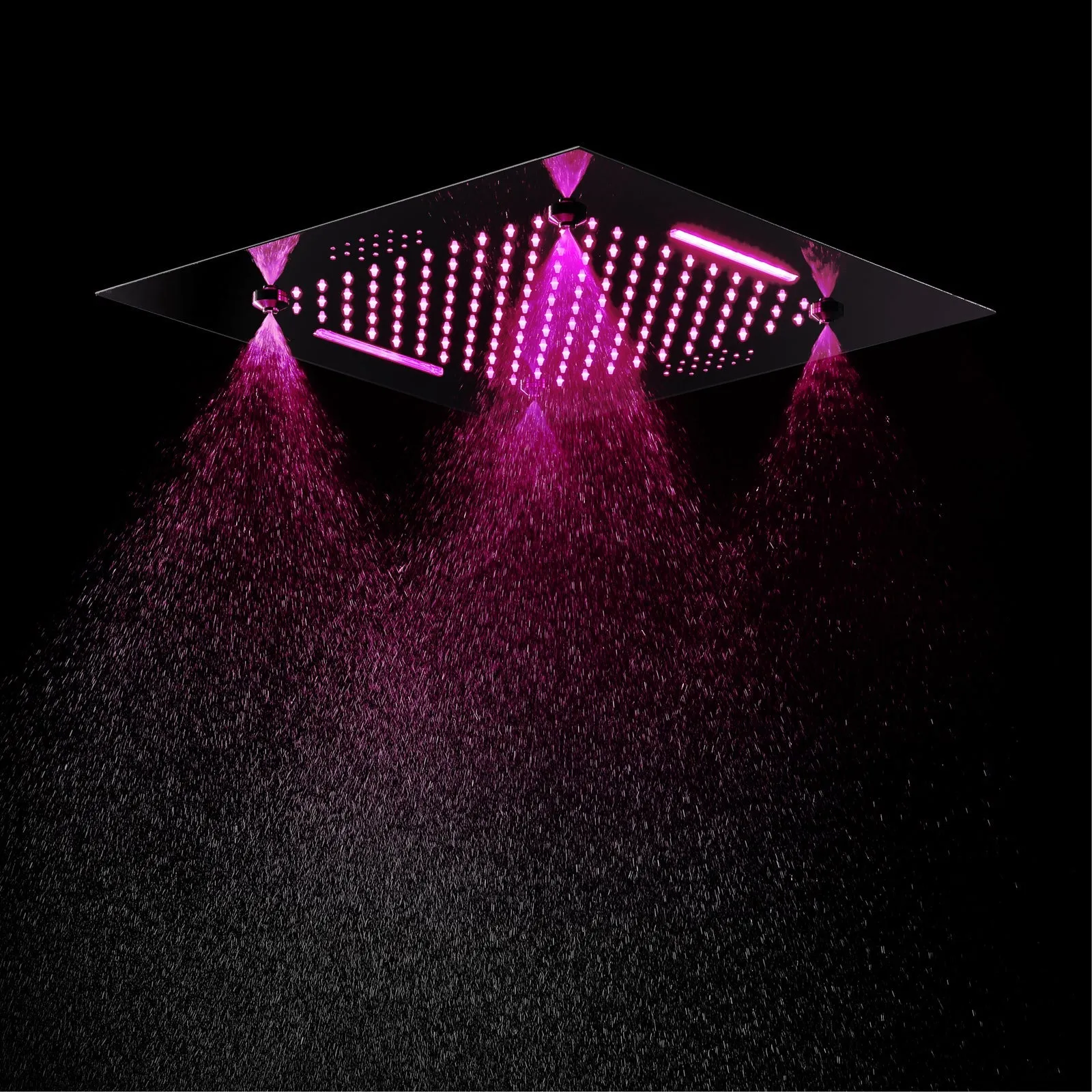 MONACO BLACK | 20"x 20" Complete Luxury LED Music shower set Rainfall , Waterfall, Mist Spray 6x Body Jets