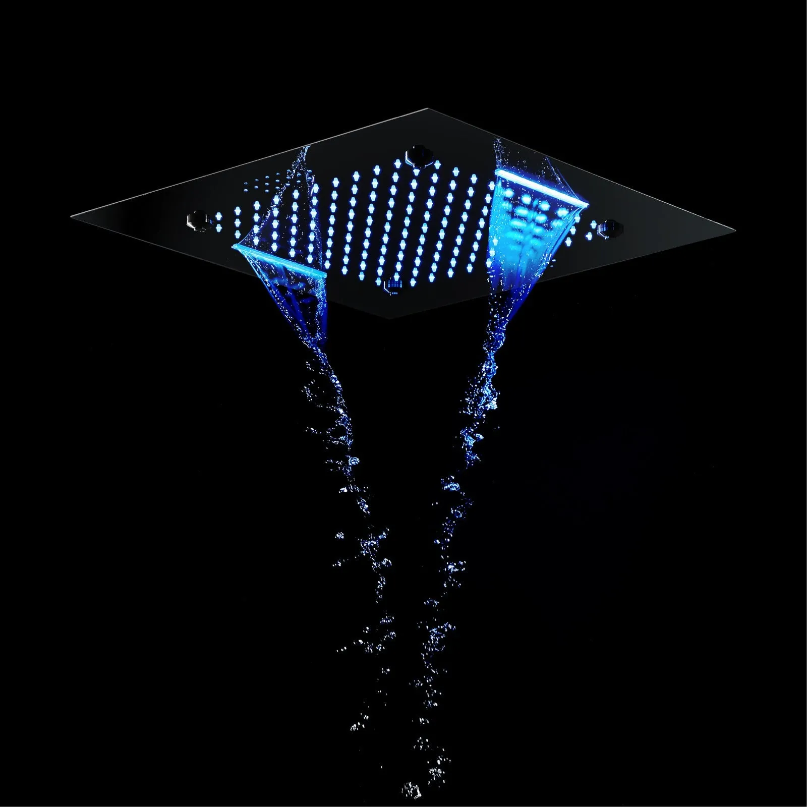 MONACO BLACK | 20"x 20" Complete Luxury LED Music shower set Rainfall , Waterfall, Mist Spray 6x Body Jets