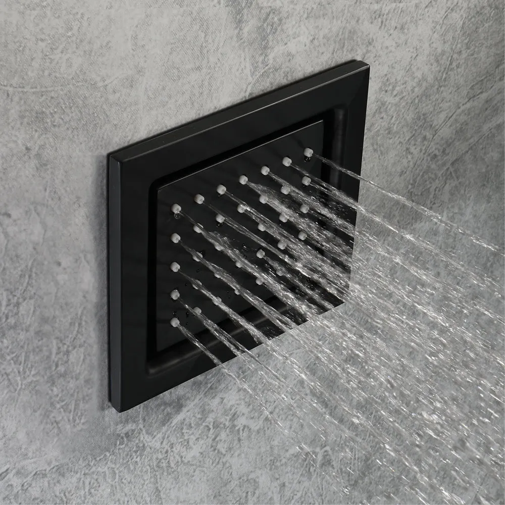 MONACO BLACK | 20"x 20" Complete Luxury LED Music shower set Rainfall , Waterfall, Mist Spray 6x Body Jets