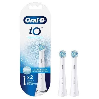 New - Oral-B iO Ultimate Clean Replacements Brush Heads - White - 2ct