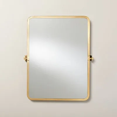 Open Box - 22"x30" Rectangular Bathroom Vanity Pivot Mirror Brass Finish - Hearth & Hand with Magnolia