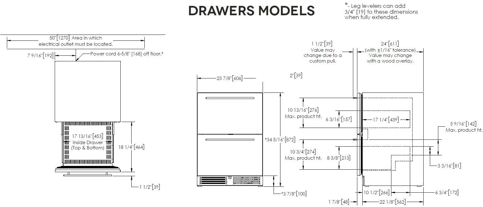 Perlick 24 inch C Series 5.2 cu.ft. Drawer Refrigerator HC24RO-4-6