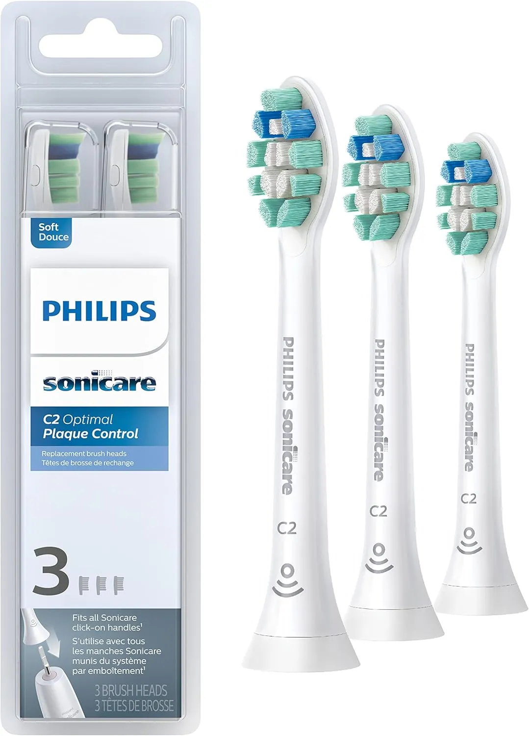 Philips Sonicare Optimal Plaque Control Replacement Heads, BrushSync, 3-Pack - White (HX9023/65)