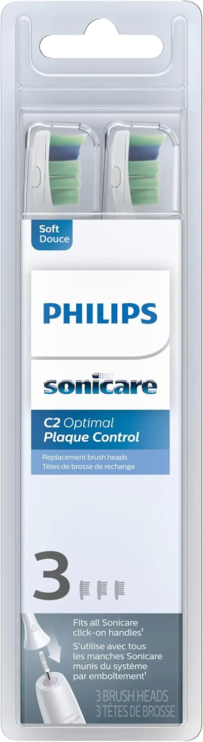 Philips Sonicare Optimal Plaque Control Replacement Heads, BrushSync, 3-Pack - White (HX9023/65)