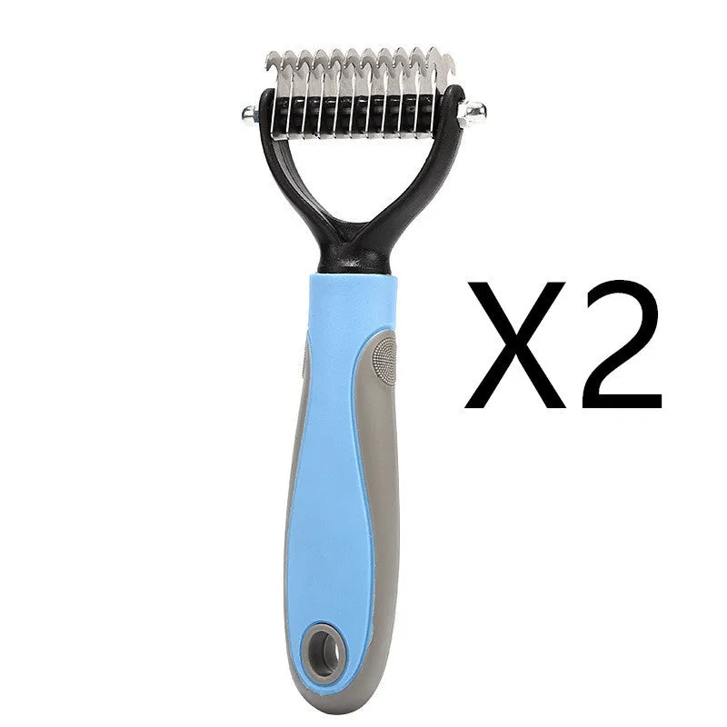 Stainless Double-sided Pet Brush Hair Removal Comb Grooming Dematting Dog Grooming Shedding Tools