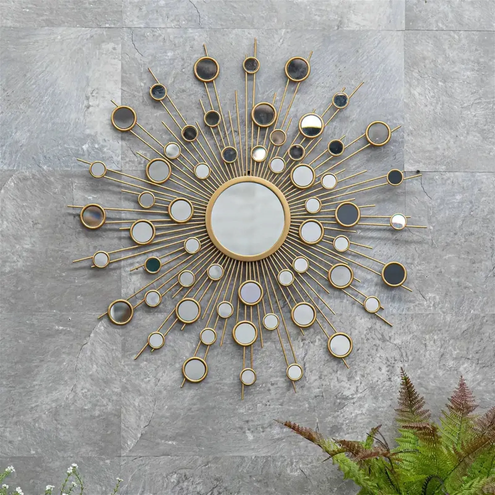 Star burst Aster Gold Round Mirror by Criterion